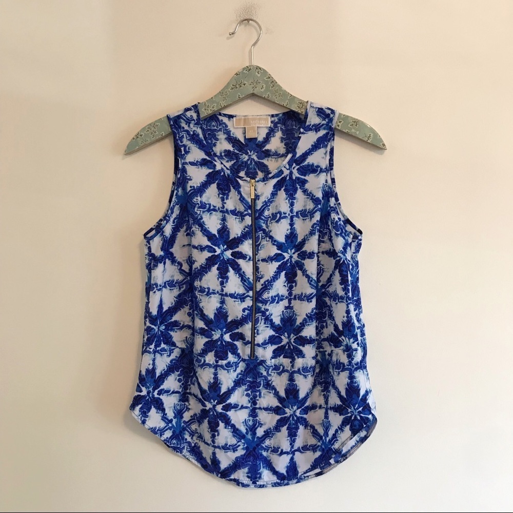 Michael Kors | Glazed Tile Blue Zipper Tank